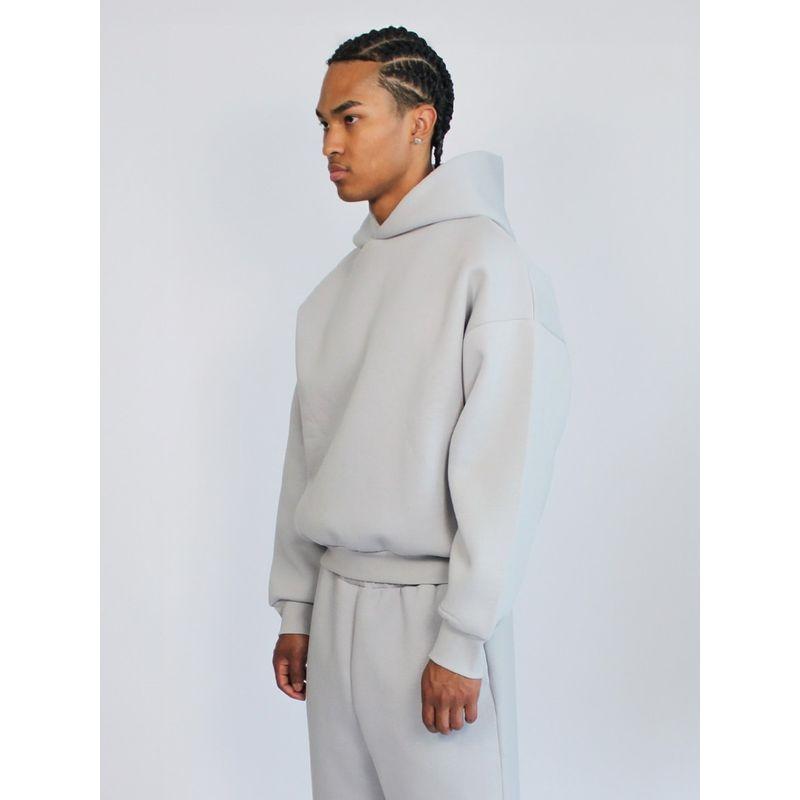 American-Style Short Boxy Heavyweight 600g Hooded Sweatshirt for Men, Trendy Cleanfit Silhouette, Three-Dimensional Solid Color Textured Jacket