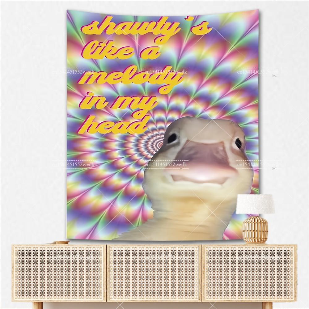 Welcome To My Crib Flag Duck Meme Tapestry For Bedroom Shawty Like A Melody Wall Hanging Tapestry Aesthetic Room Decor Wallpaers