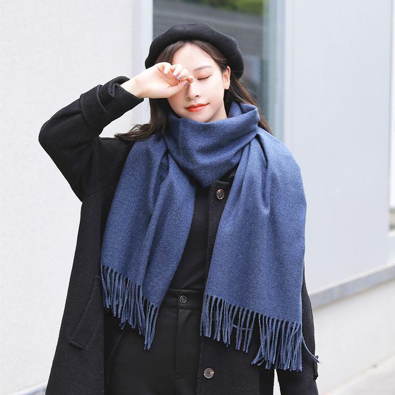 White Cashmere Scarf: Thickened, Solid Color, Versatile for Women & Men, Perfect for Autumn & Winter