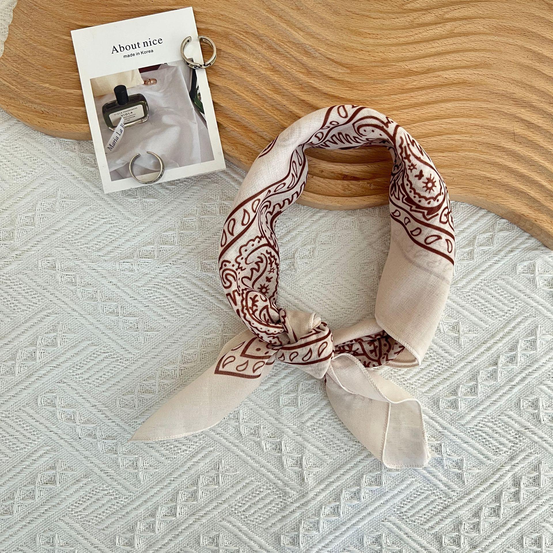 Spring, Autumn And Summer Ins Small Square Scarf Women S Versatile Decorative Literary Korean Small Silk Scarf Thin Scarf Gauze 58-58