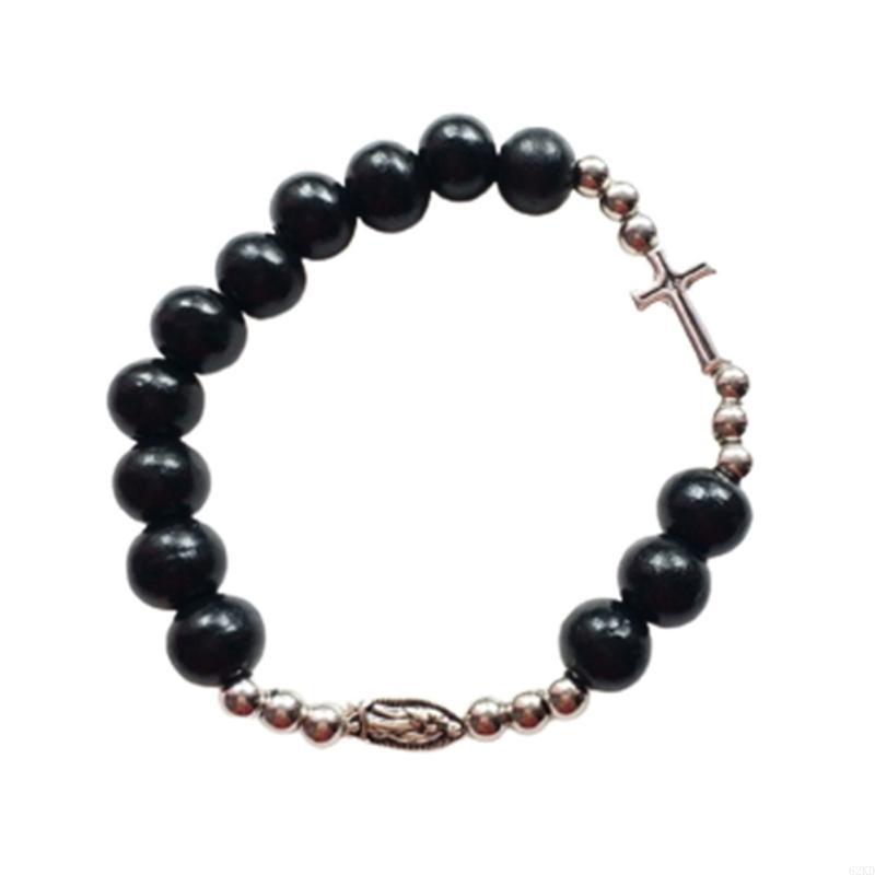 62KD Catholic Finger Chain Vintage Rosary Baptism Rosaries Bracelet for Baptism