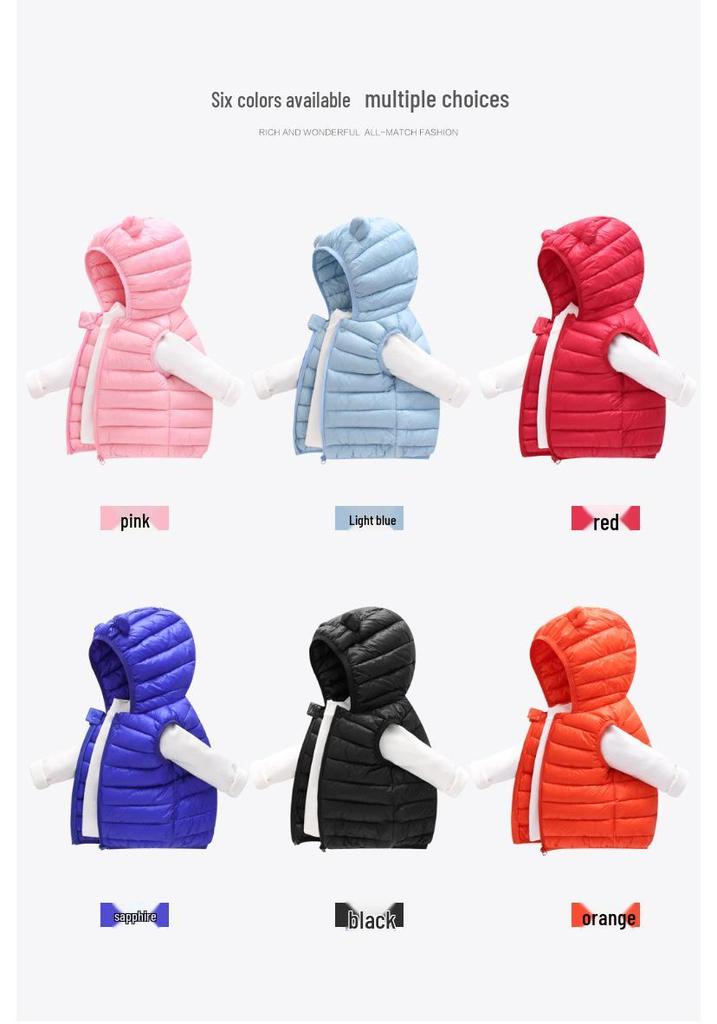 Children's Hooded Vest with Ears - Lightweight Cotton Jacket for Boys & Girls, Baby Outerwear Gilet