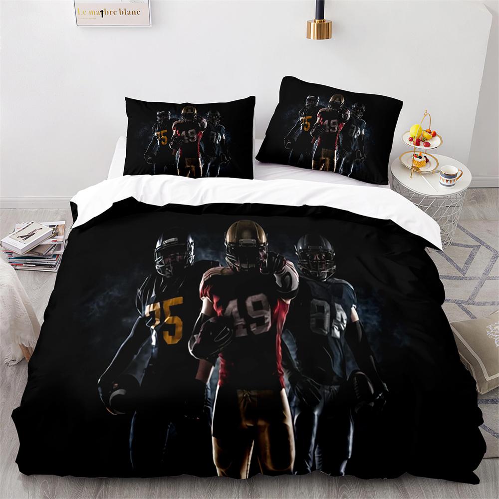 American Football Bettbezug Set 3D Sport Rugby Spieler Polyester Bettdeckenbezug Für Männer Teenager Junge Kind Bettwäscheset King Queen