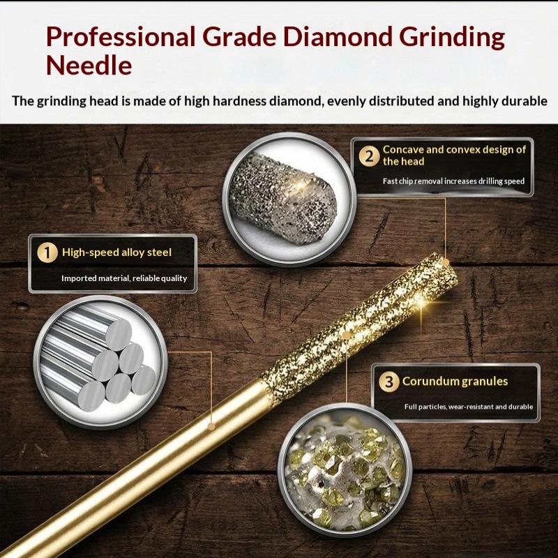 5Pcs Sharp Cutting Mini Diamond Cylindrical Files Small Diameter Reaming Hand Tools for Ceramic Grinding Craft Making