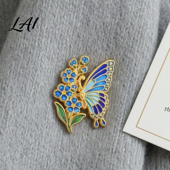 Butterfly Shaped Brooch Enamel Flower Pin Floral Badge for Sweaters Women Inscet Pin Coats Scarves Women