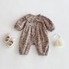 Korean Autumn Floral Romper: Stylish Newborn Cotton Crawling Suit with Peter Pan Collar