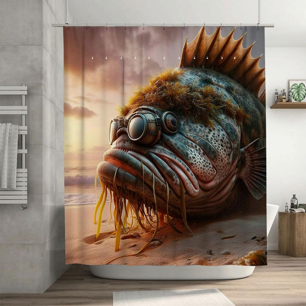 High Definition Fish Shower Curtain Custom Printed Bath Decor Waterproof Fabric Artistic Design for Home Decoration