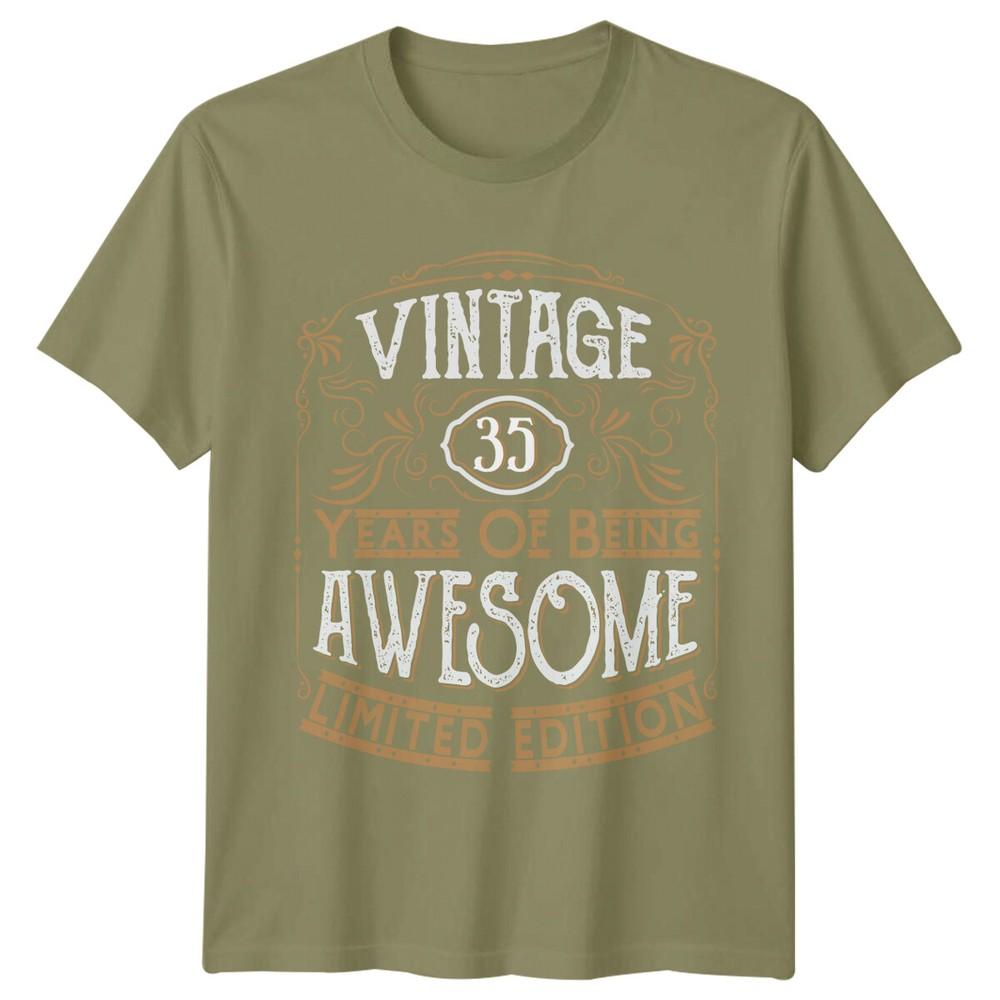Vintage 35 Years Of Being Awesome Unisexs T Shirt 35th Birthday Gift