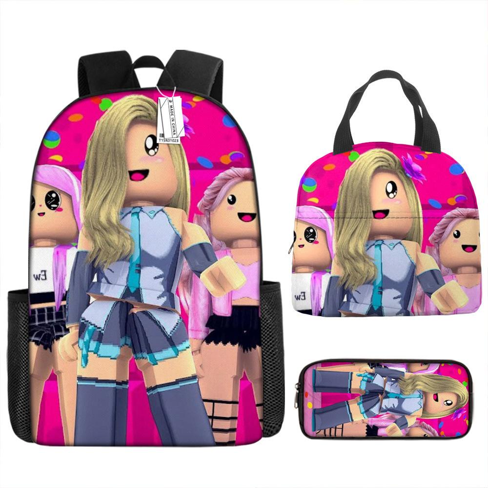 New Virtual World ROBLOX Primary and Secondary School School Bag Children's Backpack Backpack Cartoon Lunch Bag