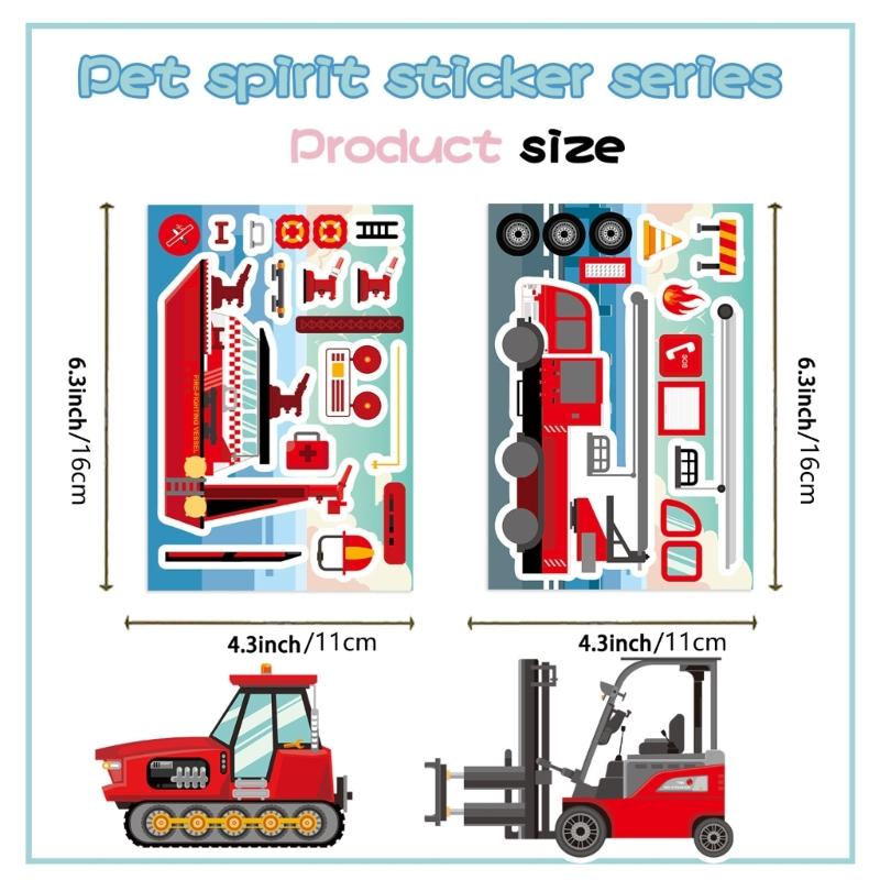 Cartoon Truck PET Sticker Engineering Vehicles Sticker for Water Bottle Pencil Case Notebook Kids Room Wall Decoration