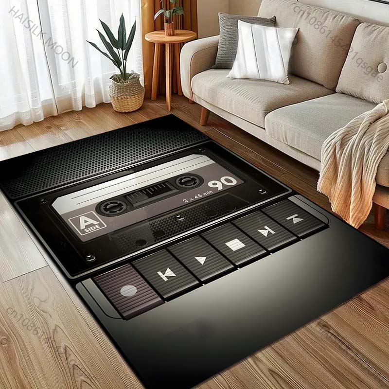 1PC Cassette player Print Carpet for Bedroom Living Room Bedside Sofa Floor Mat Modern Home Decor Area Rug Machine Wash