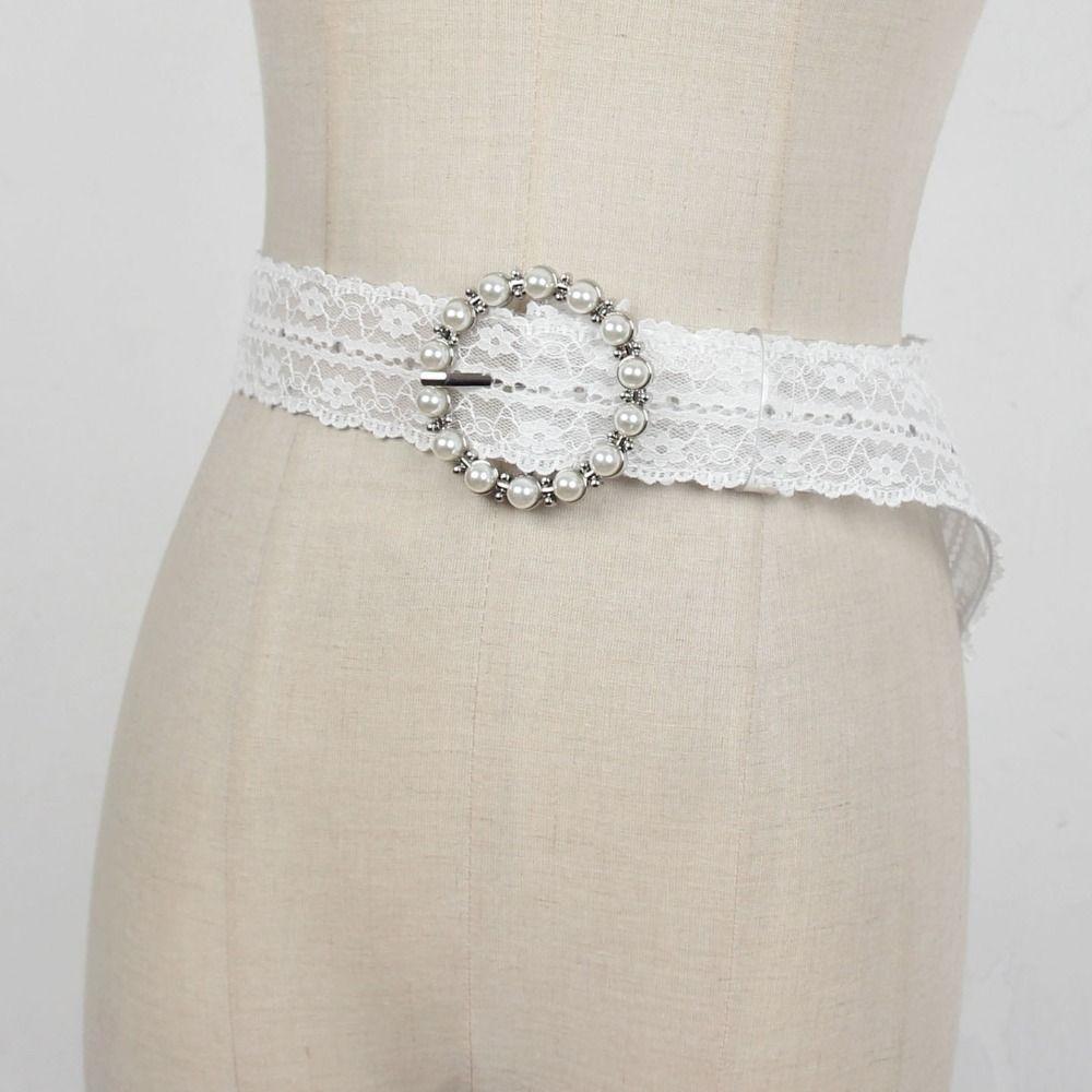 Beautiful White Floral Lace Waist Belt Adjustable Leather Women Lace Belt Fashion Accent Decor Accessory Jeans Belts For Jeans