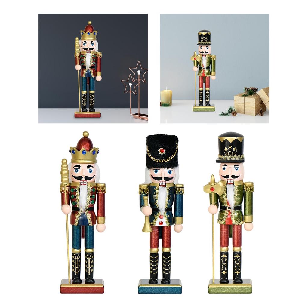 Christmas Nutcracker Wooden Nutcracker Xmas Decoration Cartoon 10 inch Tall Puppet for Holiday Table Centerpiece Desk Bedroom