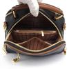 Women's PU leather top handle crossbody bag with multiple pockets, stylish contrasting color matching, and simple shoulder bag