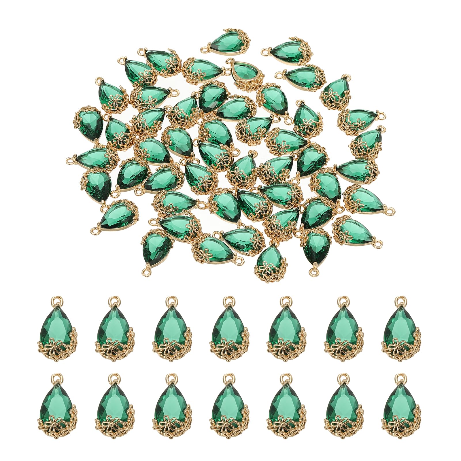 

YOKIVE 50 шт. Гранильные Хрустальные Подвески в Форме Капли для DIY Украшений, Стразы, Позолоченные Ожерелья, Серьги, Браслеты, Бижутерия, (Зеленый, зелёный