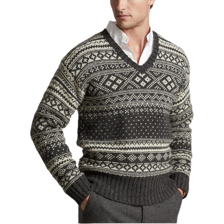 Polo Ralph Lauren FW22 Logo Pattern Long Sleeve Knit Sweater Men sweater Black 710879119-001