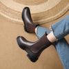 Fashion Shoes Woman England Style High Street Retro 2025 Autumn Winter Cowhide Chelsea Boots Women Casual Fashion Black Platform Boots