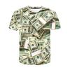 US-Dollar 3D-Druck T-Shirt für Männer Geld Bargeld Grafik T-Shirts Dollarnote Party Rundhals Oberteile Cosplay Street T-Shirts