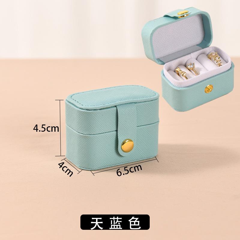 Portable Jewelry Box Pu Mini Ring Box Earring Storage Jewelry Box Snap Button