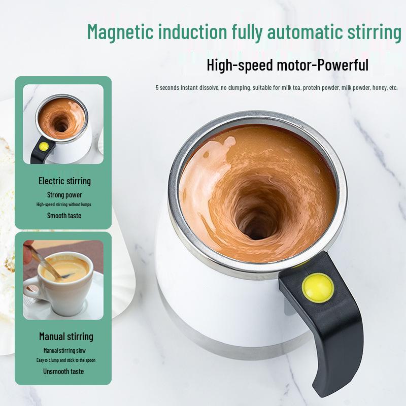 Electric Auto-Stir Coffee Mug with Magnetic Rotation - Portable Big Belly Design