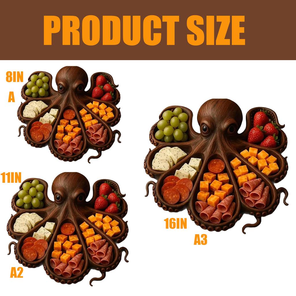 Oktopusförmige Servierplatte Buchenholz Käse- und Obst-Präsentationsbrett Küstenparty-Dekoration zur Unterhaltung von Gästen