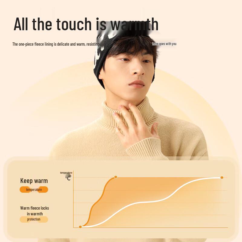 MINISO Men's Soft Fleece Lined Turtleneck Sweater