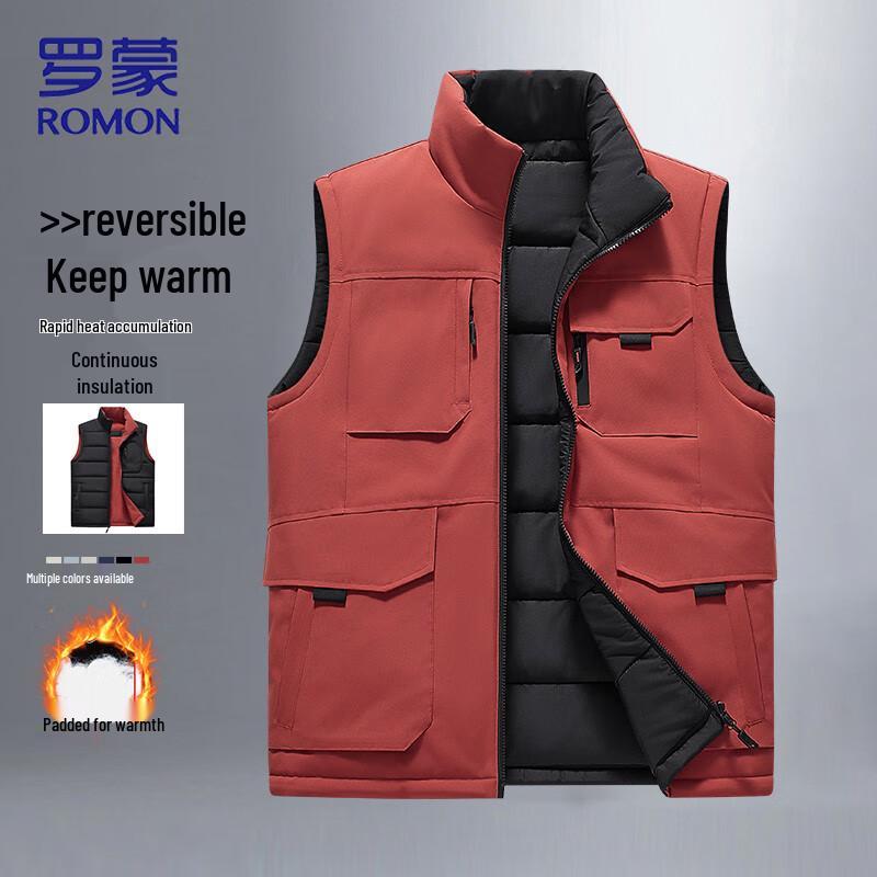 ROMON Men's Reversible Workwear Multi-Pocket Vest