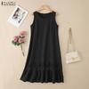 ZANZEA Women Casual Round Neck Summer Sleeveless Dress