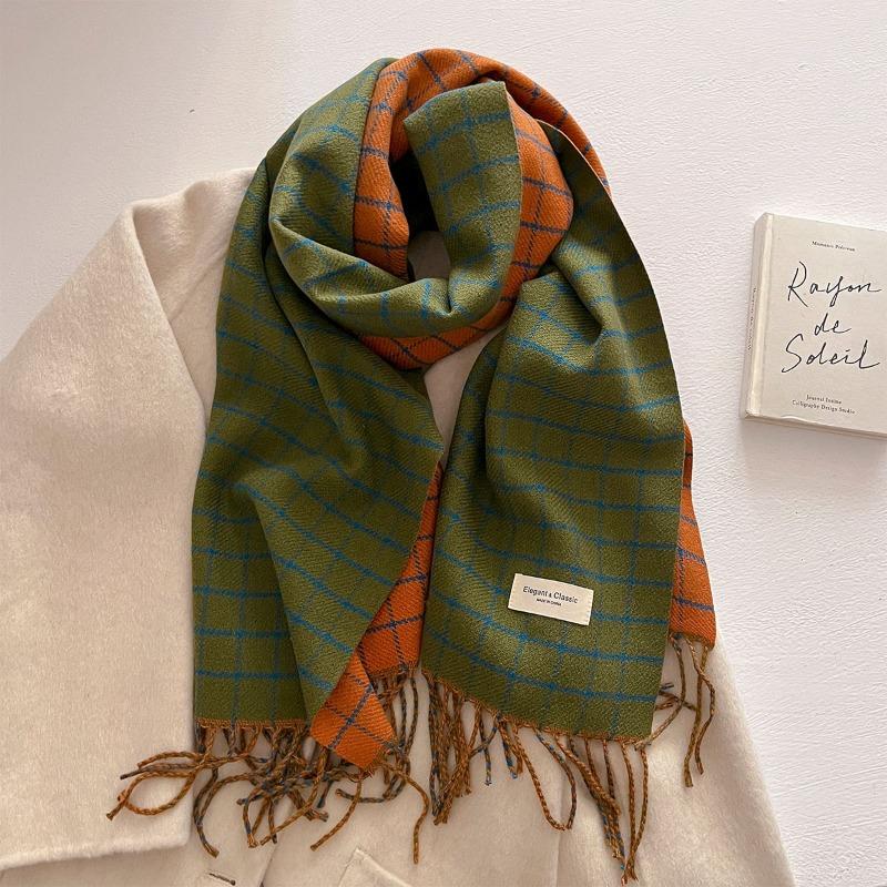 Autumn and Winter New Fashion Plaid Scarf Men and Women Versatile Warm Shawl Versatile Thickened Couple Scarf