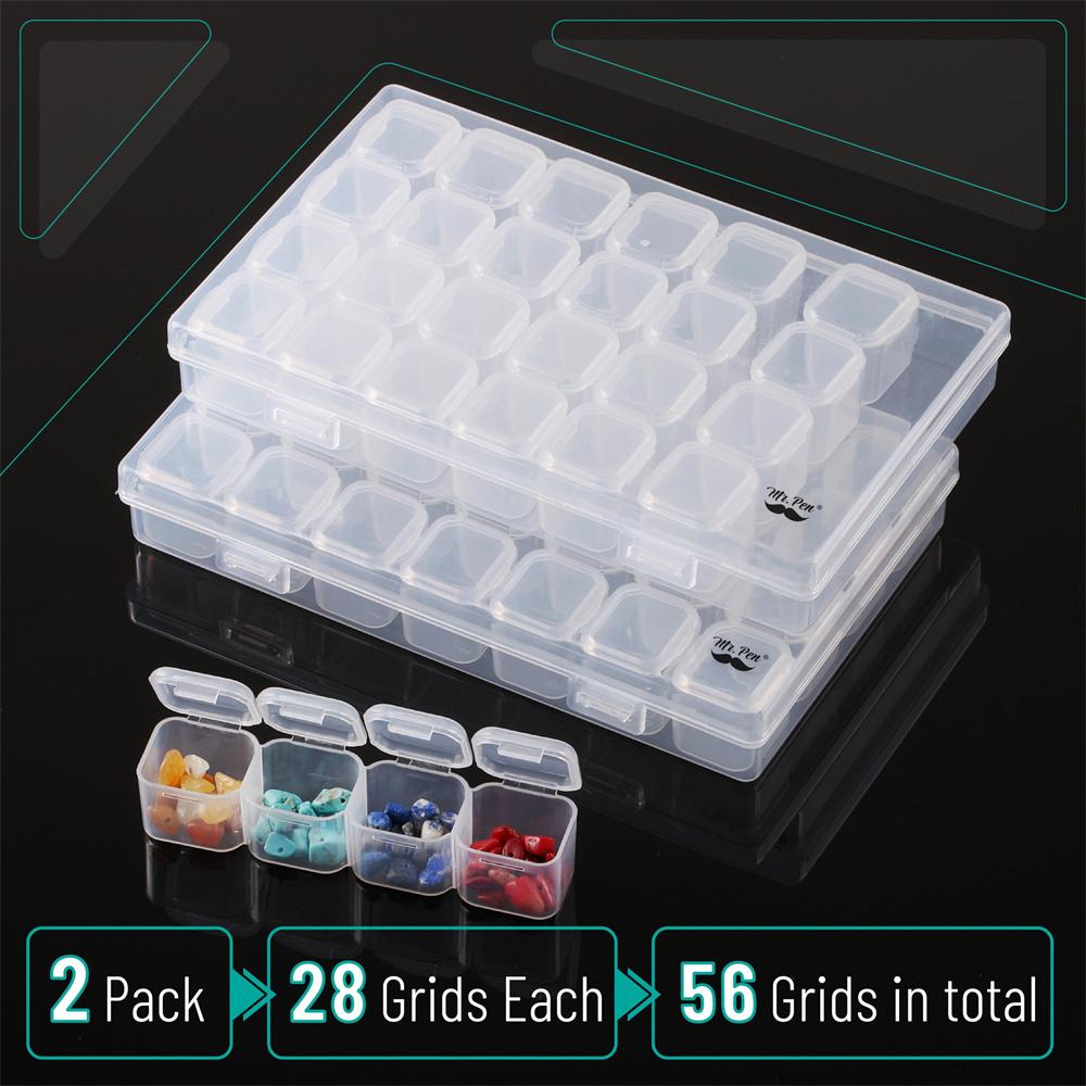28 Grid Clear Storage Box Organizer for Diamond Painting Beads Rhinestones Jewelry Parts Screws Fishing Hooks and Small Craft Supplies