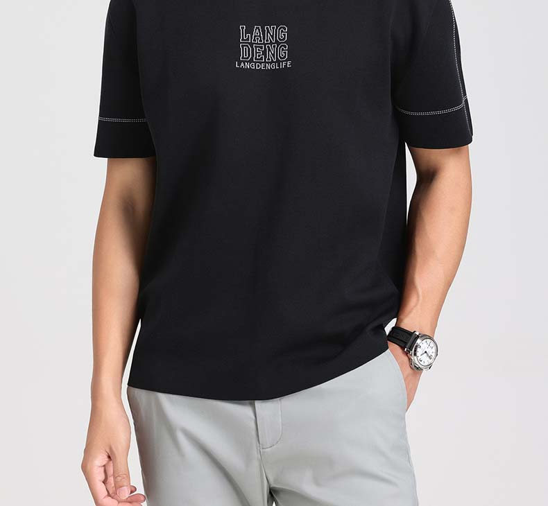 [Containing Mulberry Silk] Langdeng Men's Knitted T-shirt