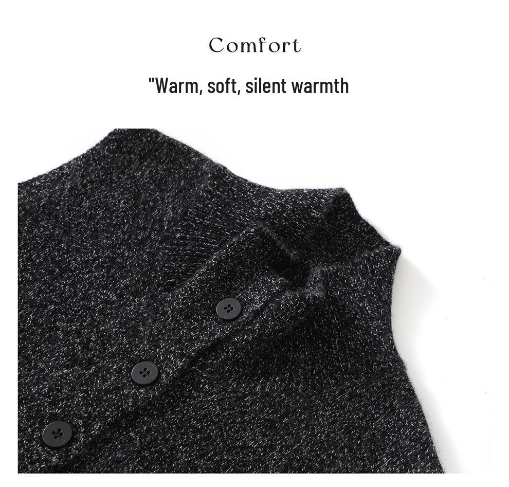 Lekasha Cashmere Sleeveless Half-High Neck Vest for Spring/Autumn - Women's Versatile Slimming Style