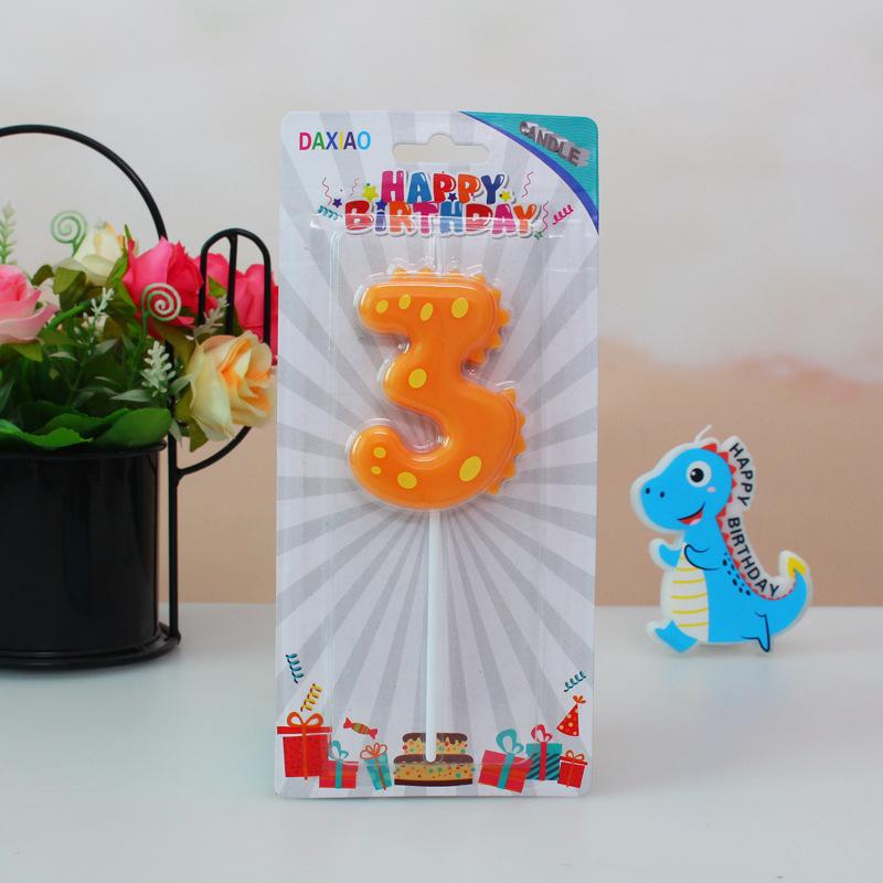 1PC Dinosaur Digital Candles Cake Decorations 0-9 Year Old Happy Birthday Cake Candle Colorful Digital Candle Party Supplies