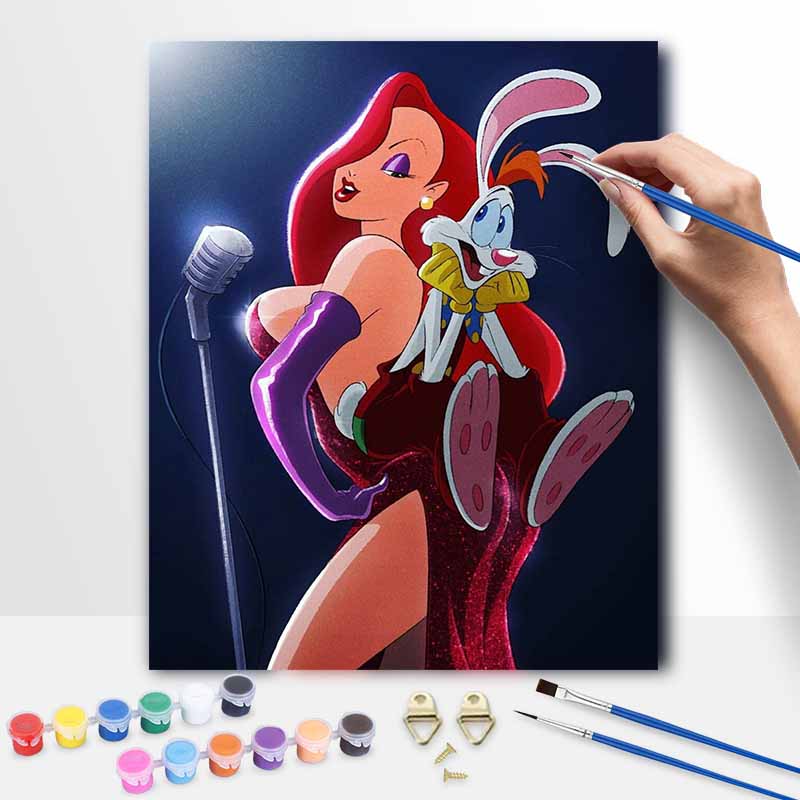 Disney oil painting handmade diy Jessica Rabbit and Roger Rabbit gifts home decorations 20x30cm