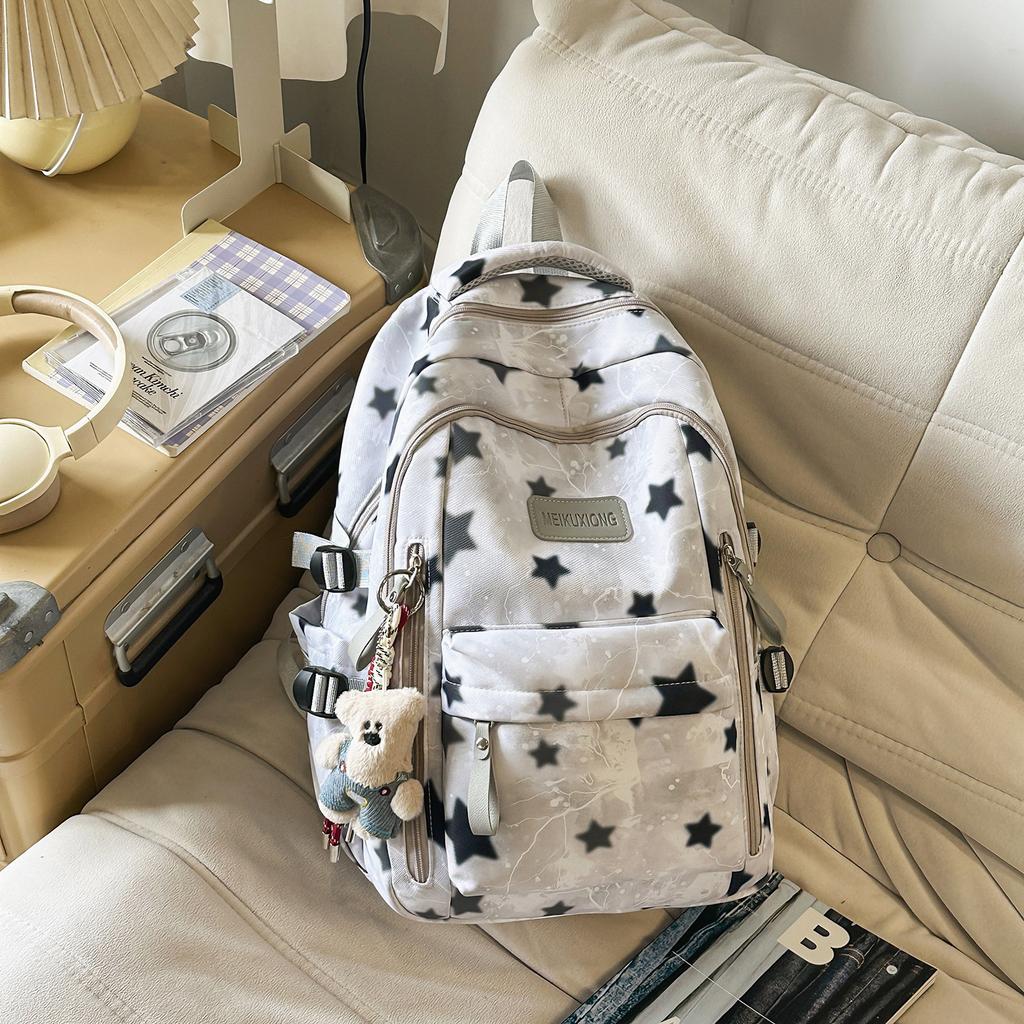 Schoolbag Star School Bag for Women New Korean Style Harajuku Large Capacity Backpack INS Cute Academy Girl High School Backpack
