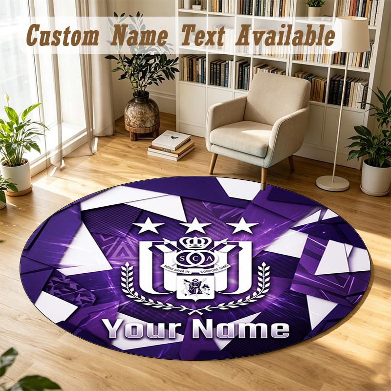 Round Rug Custom NameAnderlecht FC Pattern Non Slip Carpet Home Floor Decor