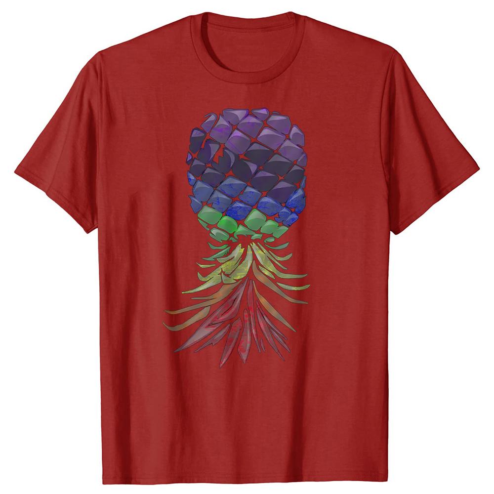 Funny Swinger Rainbow Pineapple Upside Down T-shirts Men Women Fashion Casual Tshirt 100% Cotton Loose Oversized T Shirt Summer