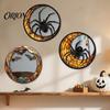 Lightweight Hanging Wall Mirrors Halloween Decorative Mirror Stickers with Spiders/Skeletons/Pumpkins, Retro Decor Ornament, for Home Holiday