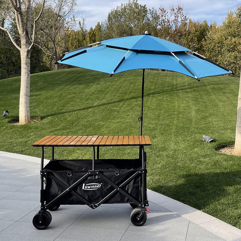 Adjustable Outdoor Stall Cart with Tabletop and Parasol
