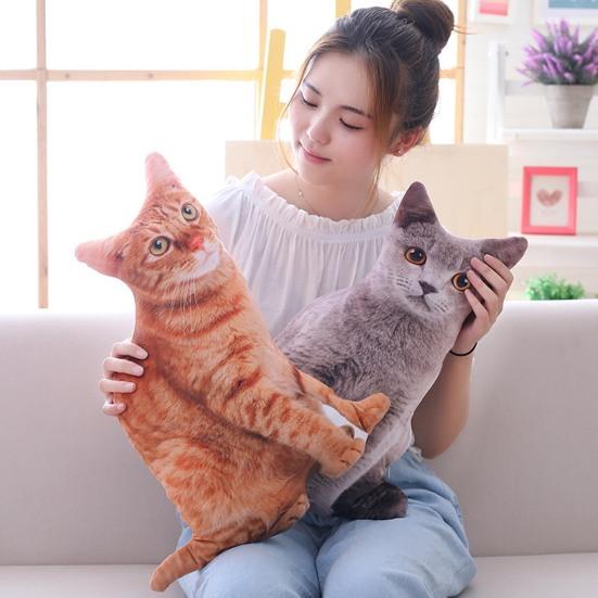 50cm Cute Simulation Three-dimension Cat Pillow Tiger Pattern Plush Doll Toy