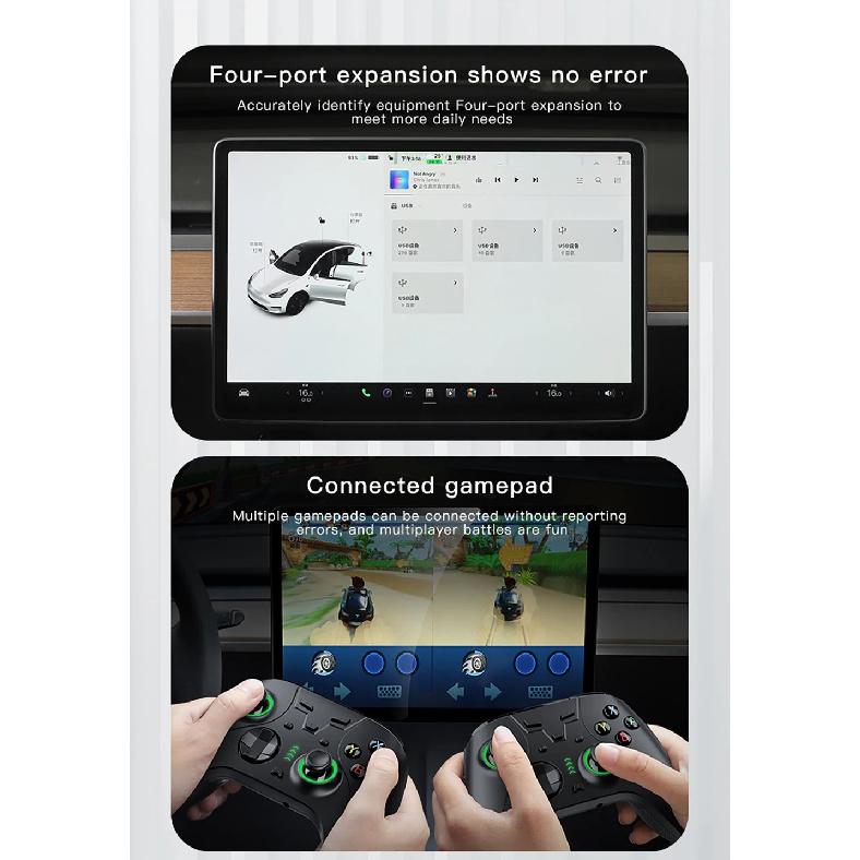 For Tesla Model 3 Highland Model Y Juniper 2021-2025 Glove Box Flocking USB HUB Adapter Quick Charger Car Accessories
