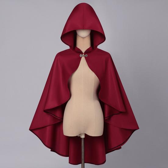 Halloween Cloak Retro Style Hooded Tailoring Metal Buckle Decoration Shawl Role-Playing Versatile Costume Accessory