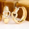 Charming Gold Color Hollow Heart Zircon Hoop Earrings for Women Daily Wear and Party