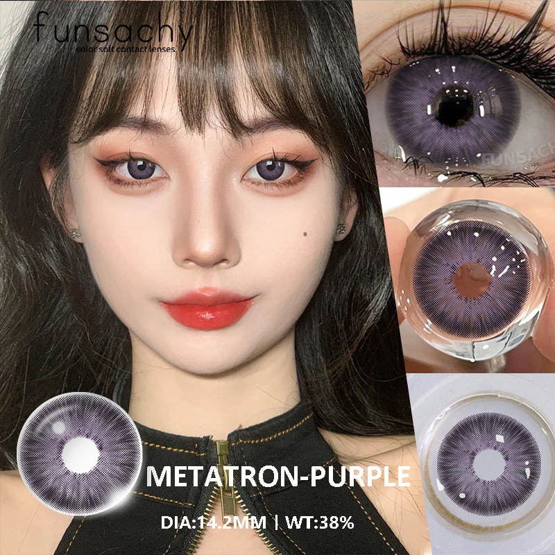 FUNSACHY 1 Paar koreanische farbige Kontaktlinsen für die Augen, modische Schüler, kosmetische natürliche Linsen, graue Linsen, weiche blaue Linsen, jährlich