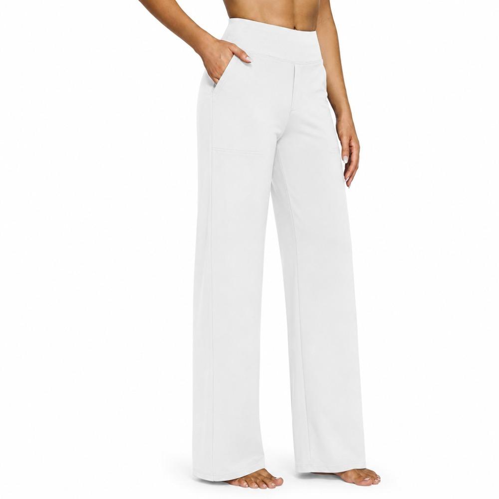 Pantaloni Casual a Vita Alta Gamba Dritta Tasche Ampie Pantaloni Yoga Donna Vestibilità Rilassata Pantaloni Sportivi