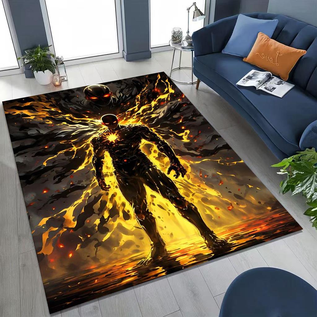 Anime One Punch Man Saitama Cartoon Cartoon Rug for Bedroom Living Room Sofa Home Doormat Decor,Kids Play Non-slip Floor Mat