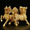 1pair Copper Unicorn Ornaments Male and Female Auspicious Home Office Desktop Decor