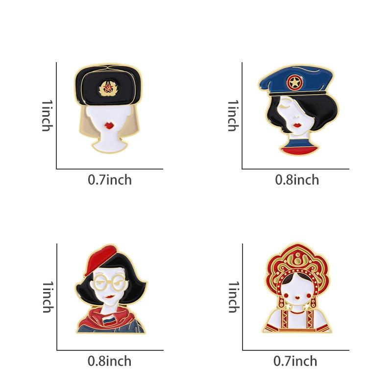 3/4Pcs Personalized  Nesting Doll Shaped Brooch Clip Creative Cartoon Commemorative Metal Jewelry Accessory Badge