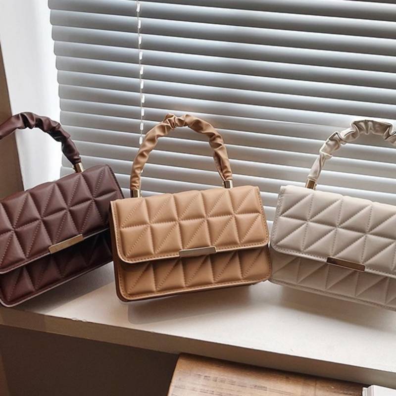 Pu Crossbody Bag For Women Small Square Design With Stitching For Daily Casual Use
