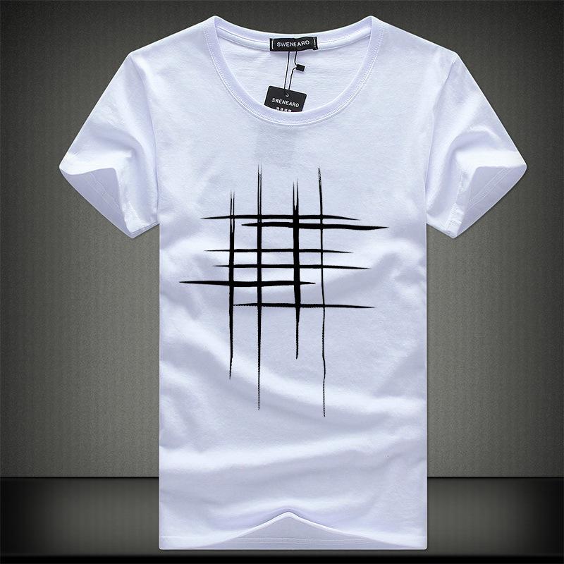 

Large Sizes Tops Men Printing Short Sleeve T Shirt Cotton Casual Blouse S белый